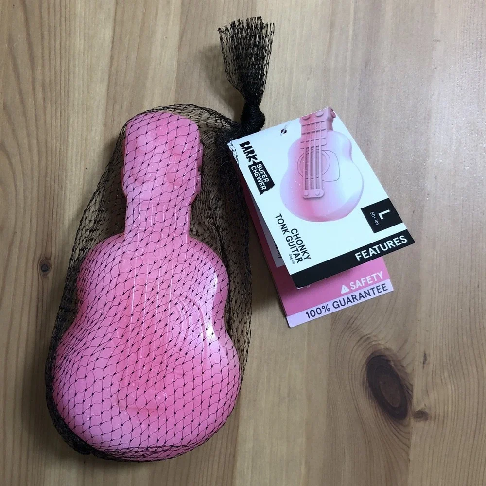 Bark Box Super Chewer Chonky Tonk Guitar Large Dog Toy Pink 50+ lb Big Puppy New
